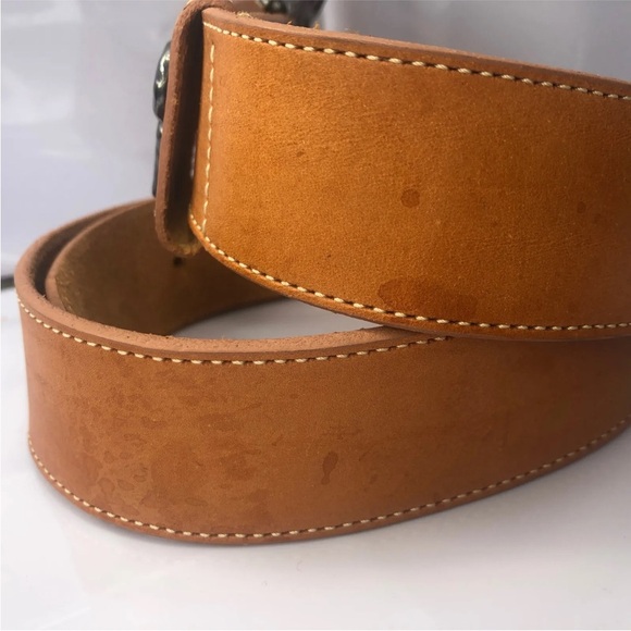 Pastille Vintage Handcrafted Tan Leather Belt Fleur De Lis Made In USA Size M - Picture 16 of 16